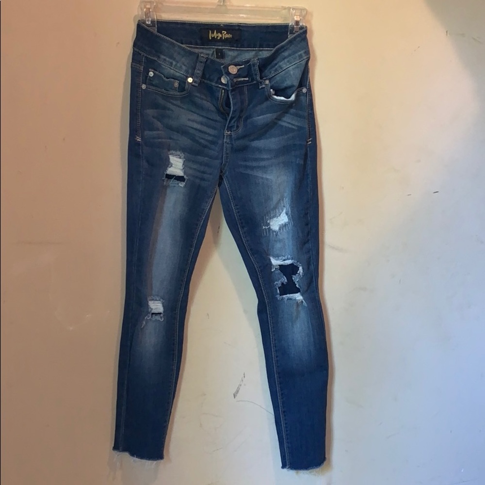 Indigo rain ripped jeans